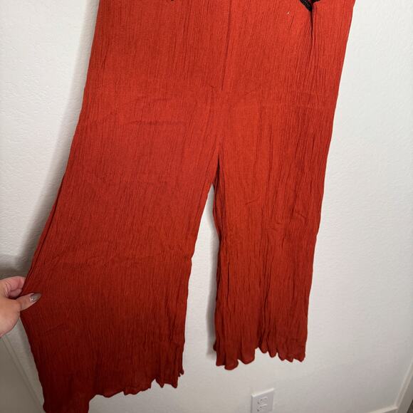 Anthropologie Maeve Desert Embroidered Boho Terracotta Jumpsuit - Picture 6 of 8